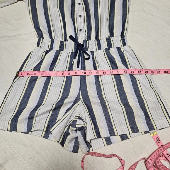 NWT Travis Matthew LUCKY LOO Navy stripe romper With Pockets! Sz S - Picture 9 of 14